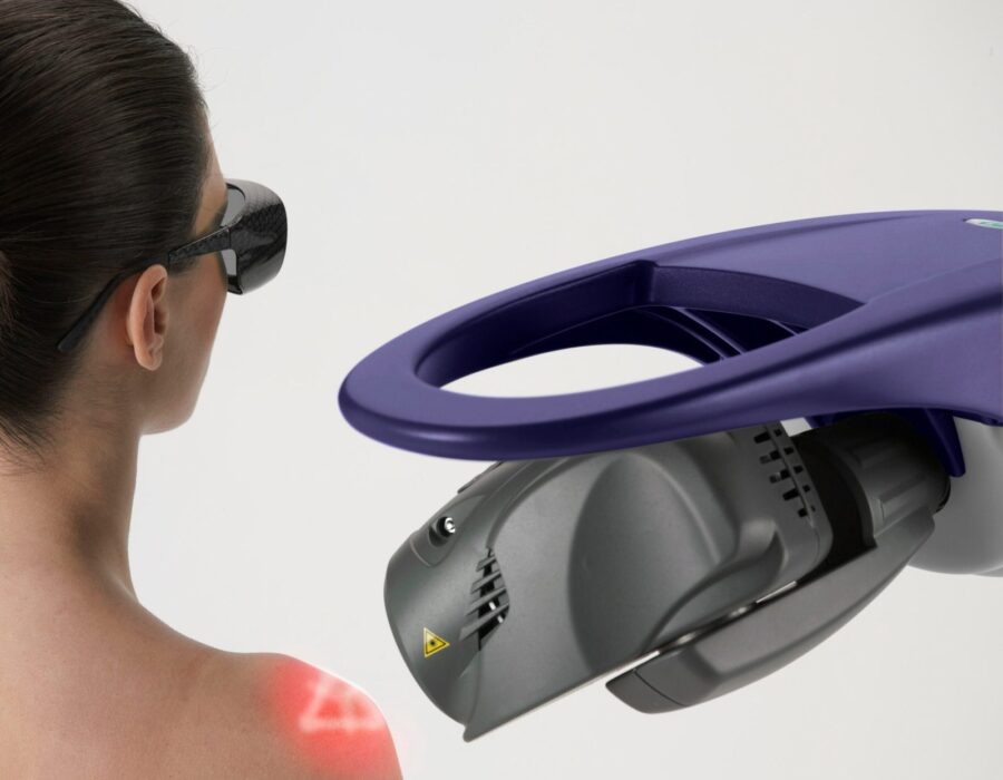 MLS M6 Class 4 laser treating a shoulder